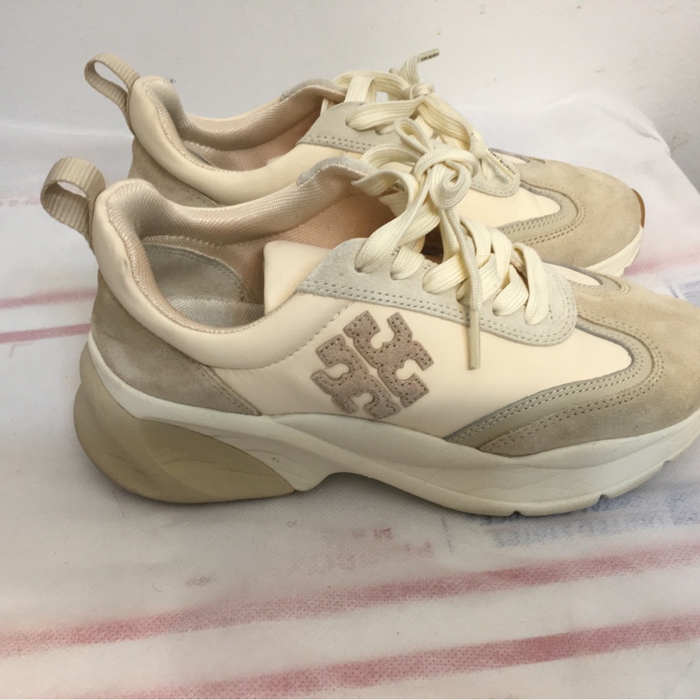 Tory Burch Monogram Good Luck Lightweight Women's Cream Fashion Sneakers Size6.5 - Picture 6 of 13